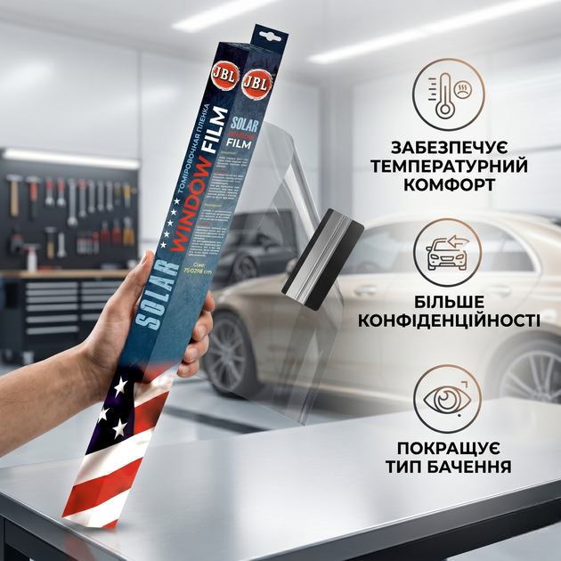Пленка тонировочная JBL 0,75x3м Super Dark Black для стекол автомобиля защита от солнца черная SK_75S300А12 - изображение 2