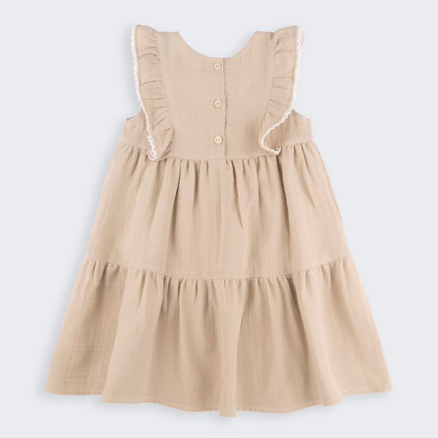 Детское муслиновое платье для девочки Bembi PL447-G00 104 см Бежевое (14447026839.G00) - изображение 5