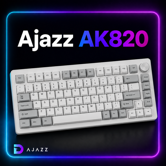 Механічна Клавіатура AJAZZ AK820 з підсвічуванням Клавіш Hot-Swap White Grey - зображення 3