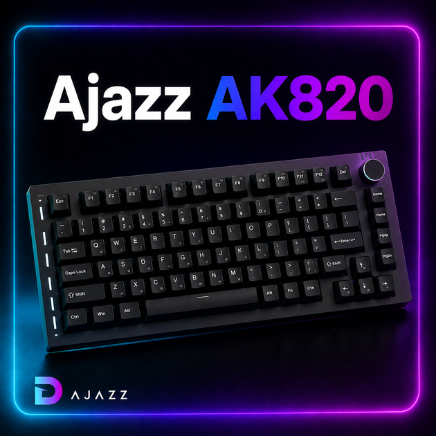 Клавіатура дротова Ajazz AK820 Mechanical Keyboard Hot-swap Black - зображення 7