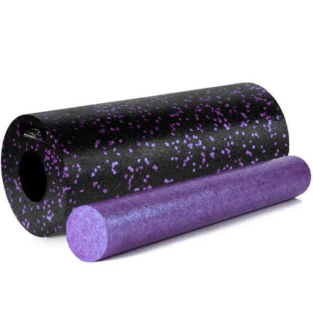 Масажний набір PowerPlay PP_4015 EPP Foam Roller Set 4in1 (2-ва роли + 2-ва м'ячі) Чорно-Фіолетовий - изображение 2