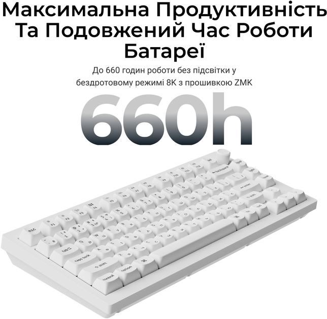 Клавиатура беспроводная Keychron V1 Ultra Keychron Red Switch White RGB (V1U-F1-UA) - Фото 11 Клавиатура беспроводная Keychron V1 Ultra Keychron Red Switch White RGB (V1U-F1-UA) - изображение 11