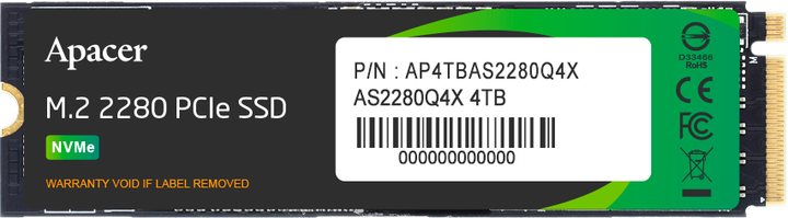 SSD диск Apacer AS2280P4X 256GB NVMe M.2 2280 PCIe Gen4.0 x4 3D NAND TLC (AP1TBAS2280Q4X-1) - зображення 2