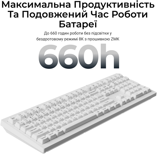 Клавиатура беспроводная Keychron V6 Ultra Keychron Red Switch White RGB (V6U-F1-UA) - Фото 11 Клавиатура беспроводная Keychron V6 Ultra Keychron Red Switch White RGB (V6U-F1-UA) - изображение 11