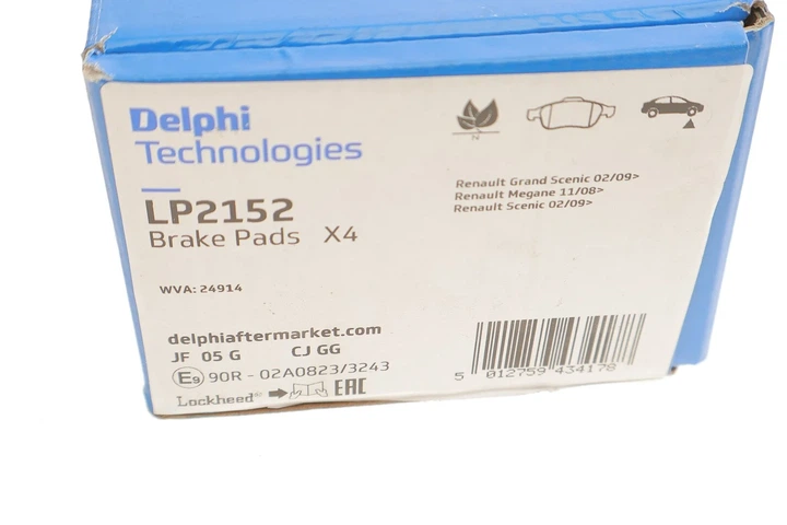 Колодки гальмові Delphi LP2152 Dacia Duster; Renault Grand Scenic, Duster, Megane, Fluence, Scenic, Captur; Jeep RENEGADE (BU); Opel Astra 410607115R, 410605961R, 41O6O7115R - Фото 7 Колодки гальмові Delphi LP2152 Dacia Duster; Renault Grand Scenic, Duster, Megane, Fluence, Scenic, Captur; Jeep RENEGADE (BU); Opel Astra 410607115R, 410605961R, 41O6O7115R - зображення 7