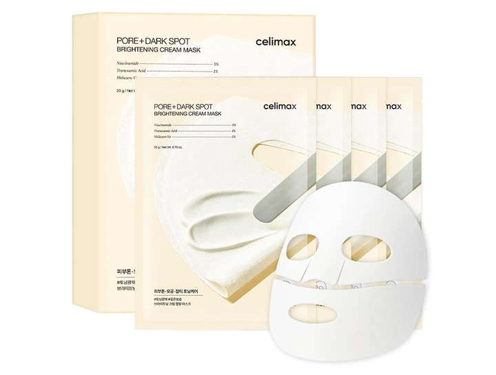 Осветляющая тканевая крем-маска Celimax Pore+Dark Spot Brightening Cream Mask для выравнивания тона лица 4 шт (8800296551567) - изображение 2