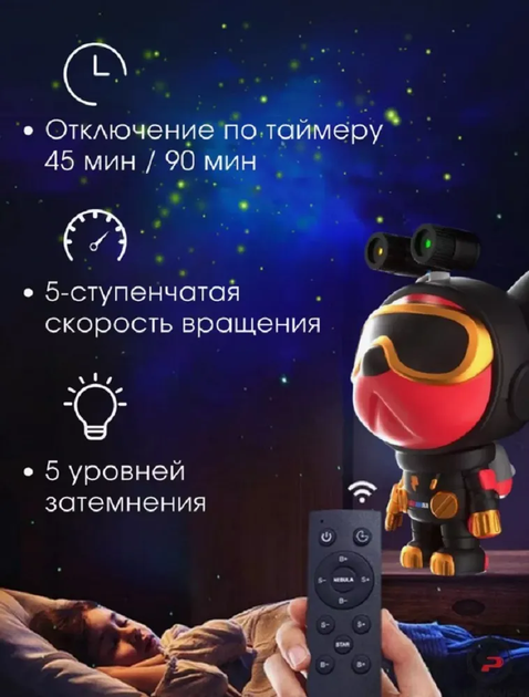 Ночник проектор звездное небо CASTLELADY собака серая космонавт ROBOT DOG - изображение 5