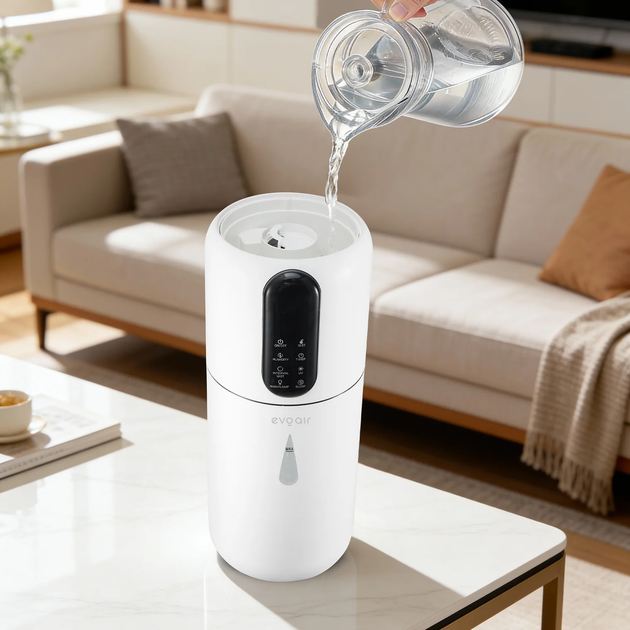 Умный увлажнитель воздуха Evoair STEAMIX3800, Wi-Fi, резервуар 3,8 л, производительность увлажнения 300 мл/ч, датчик влажности, автоматический режим, УФ-лампа, ароматерапия - изображение 6