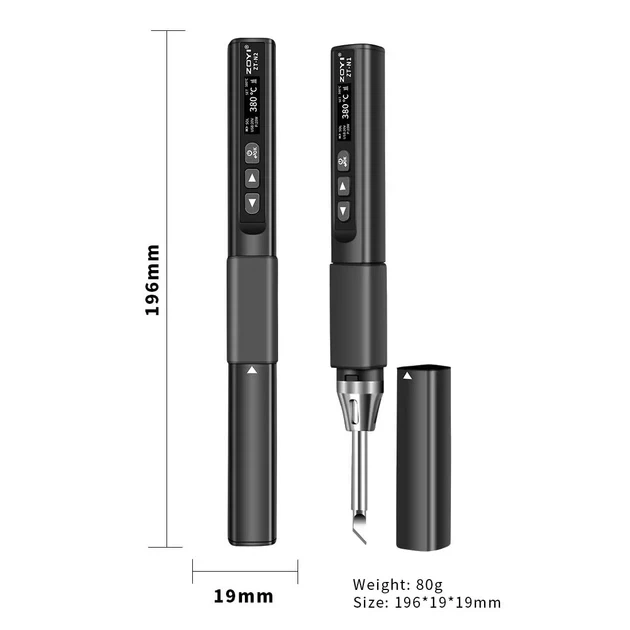Паяльник ZOYI ZT-N1 96W USB Type-C PD/QC з OLED дисплеєм — портативний смарт паяльник з регулюванням температури 100-450°C - зображення 3