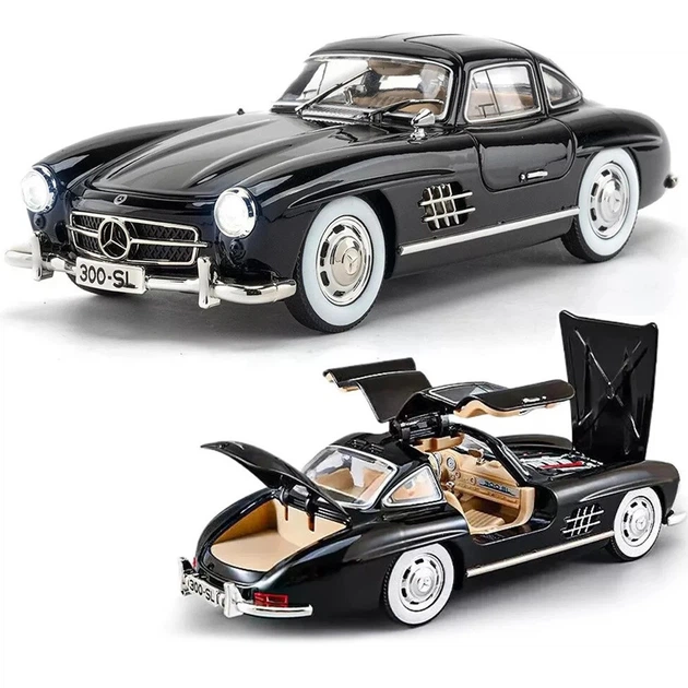 Металлическая модель Mercedes-Benz 300SL 1:24 инерционная машинка со светом и звуком, открывающиеся двери коллекционный автомобиль - изображение 3