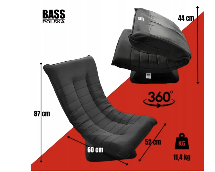 Мягкое вращающееся кресло Bass Polska BH30004 с откидной спинкой, чёрное - изображение 4