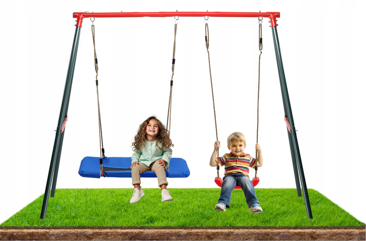 Садовые качели Garden Line KRE1111 двойные, 290 × 180 × 200 см, металлический каркас, стандартное сиденье + «гнездо аиста», зелёные - Фото 3 Садовые качели Garden Line KRE1111 двойные, 290 × 180 × 200 см, металлический каркас, стандартное сиденье + «гнездо аиста», зелёные - изображение 3