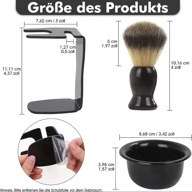 Набор для бритья (набор для барбера, для парикмахера, barber, ванночка, кисточка помазок, подставка, коротце) - Фото 3 Набор для бритья (набор для барбера, для парикмахера, barber, ванночка, кисточка помазок, подставка, коротце) - изображение 3