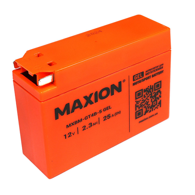 Гелиевый мото аккумулятор MAXION GT4B-5 12V 2.3Ah для скутера мопеда GEL - Фото 1 Гелиевый мото аккумулятор MAXION GT4B-5 12V 2.3Ah для скутера мопеда GEL - изображение 1