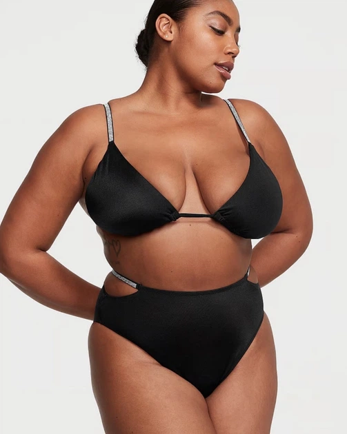 Купальник Victoria’s Secret Very Sexy Shine Trim Push-Up Bikini Top Чорний 32DD+S - изображение 4