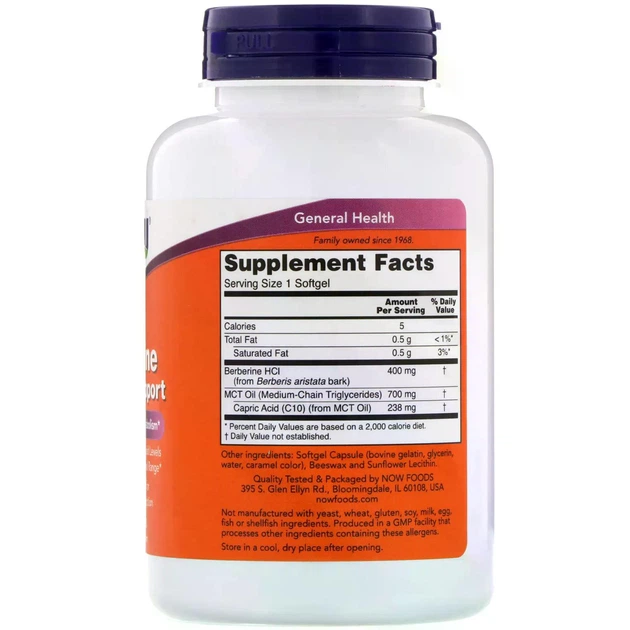 Берберин для поддержки уровня глюкозы Berberine Glucose Support Now Foods 90 гелевых капсул - изображение 4