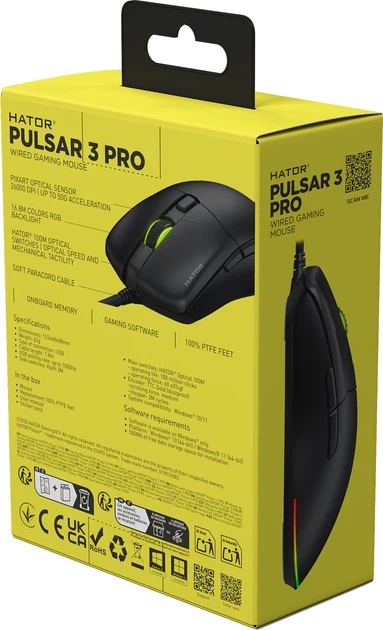 Миша HATOR Pulsar 3 PRO USB Black (HTM620) - Фото 11 Миша HATOR Pulsar 3 PRO USB Black (HTM620) - зображення 11