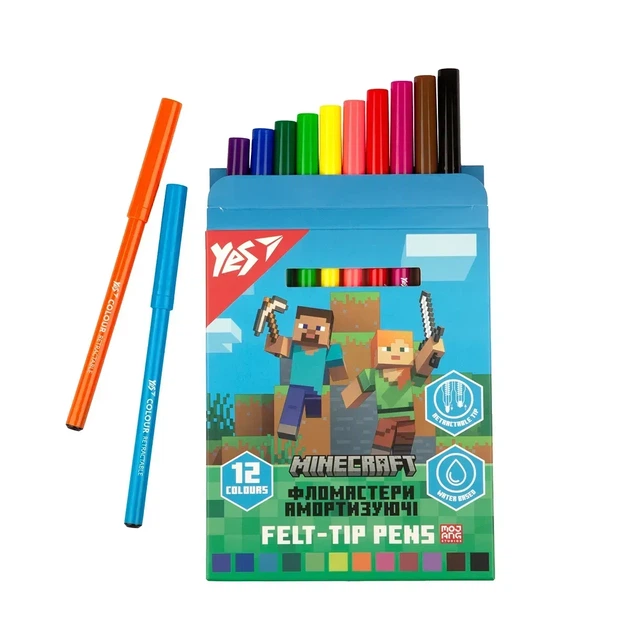 Фломастери Yes Minecraft 12 кольорів амортизуючі (650582) - Фото 4 Фломастери Yes Minecraft 12 кольорів амортизуючі (650582) - изображение 4