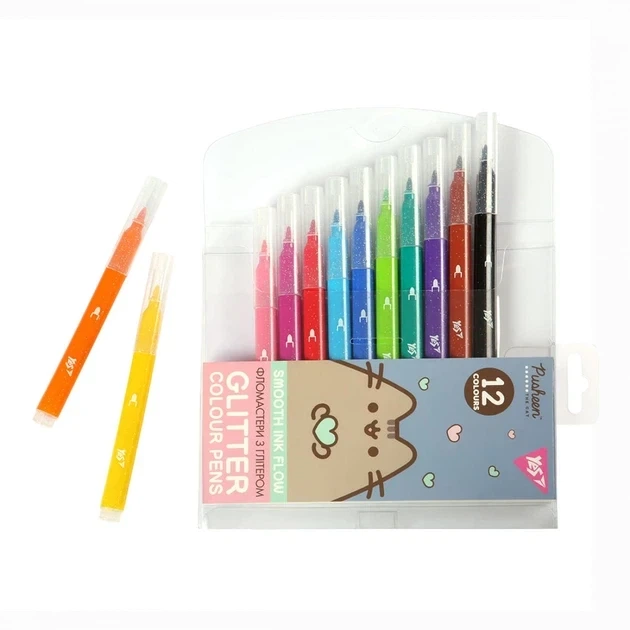 Фломастери Yes Pusheen 12 кольорів глітер (650588) - изображение 2