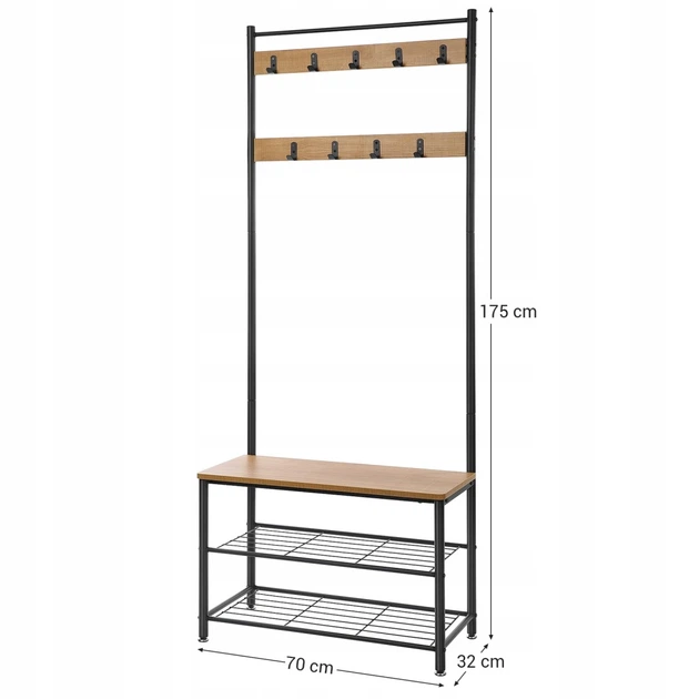 Вешалка-стойка Гардеробная вешалка 190 см × 60 см × 30 см. черный 70 × 32 × 175 см - изображение 5