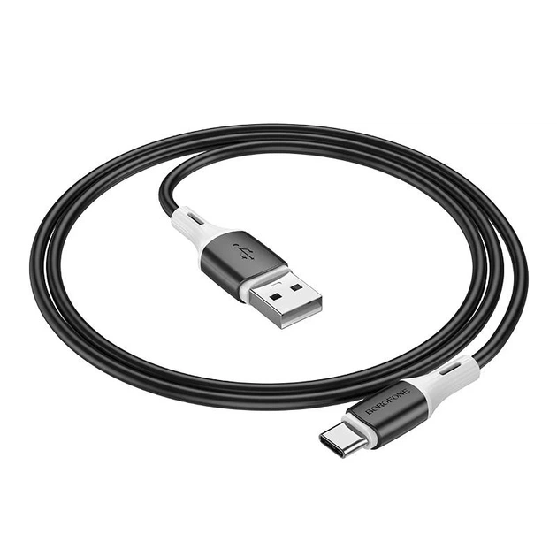 Кабель BOROFONE BX79 USB to Type-C 3A, 1m, silicone, silicone connectors, Black - Фото 3 Кабель BOROFONE BX79 USB to Type-C 3A, 1m, silicone, silicone connectors, Black - изображение 3