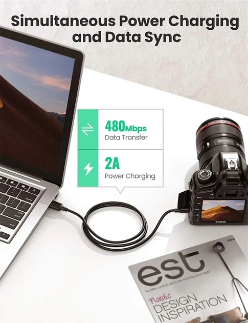 Кабель UGREEN USB 2.0 A Male to Mini 5 Pin Male Cable 3m (Black) - Фото 7 Кабель UGREEN USB 2.0 A Male to Mini 5 Pin Male Cable 3m (Black) - изображение 7