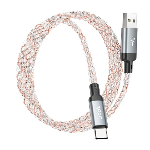 Кабель HOCO U112 Shine charging data cable for Type-C Gray - изображение 6