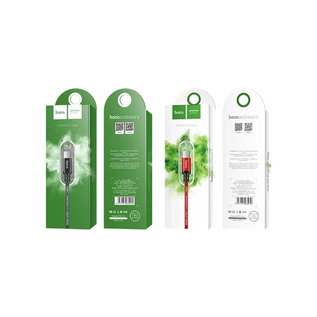 Кабель HOCO X14 USB to Micro 2A, 2m, nylon, aluminum connectors, Black - Фото 2 Кабель HOCO X14 USB to Micro 2A, 2m, nylon, aluminum connectors, Black - зображення 2