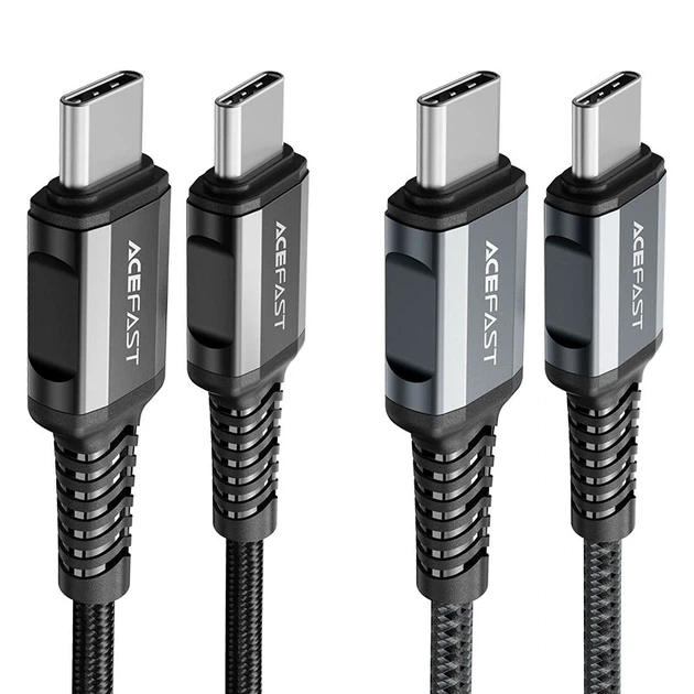 Кабель ACEFAST C1-03 Type-C to Type-C 3A, 1.2m, nylon, aluminum connectors, Black - изображение 4