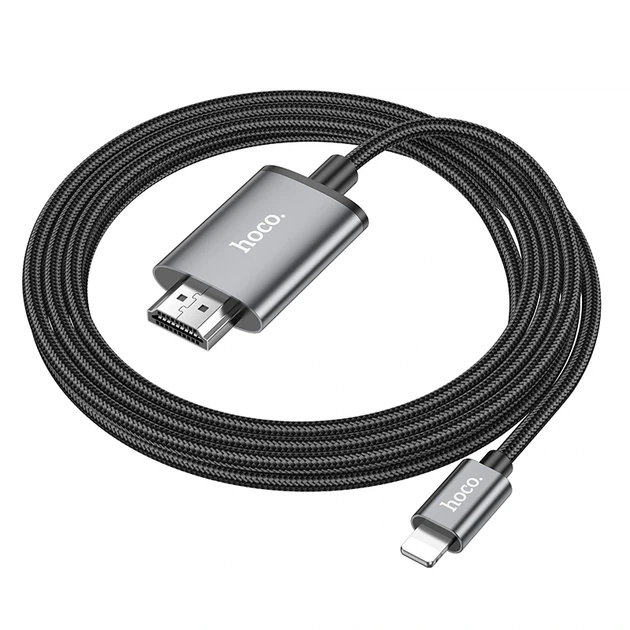 Перехідник HOCO UA27 HD on-screen cable iP to HDTV Metal Gray - Фото 8 Перехідник HOCO UA27 HD on-screen cable iP to HDTV Metal Gray - изображение 8