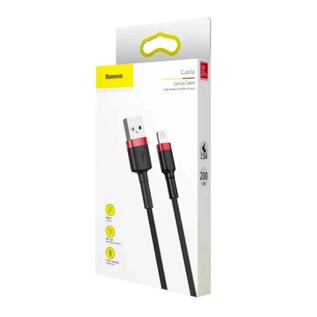 Кабель Baseus Cafule Cable USB For Lightning 1.5A 2m Red+Black - Фото 2 Кабель Baseus Cafule Cable USB For Lightning 1.5A 2m Red+Black - изображение 2