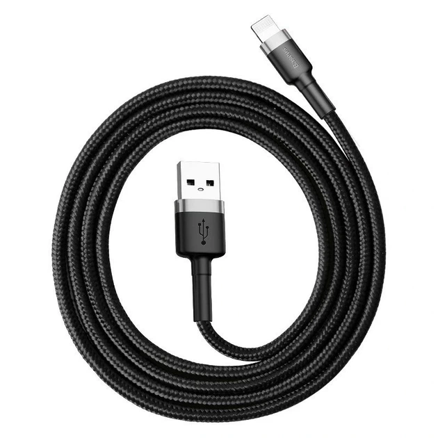 Кабель Baseus Cafule Cable USB For Lightning 2.4A 0.5m Gray+Black - Фото 3 Кабель Baseus Cafule Cable USB For Lightning 2.4A 0.5m Gray+Black - изображение 3