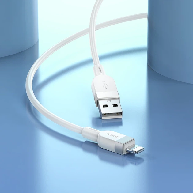 Кабель HOCO X109 Energy silicone charging data cable iP (L=1M) White - Фото 5 Кабель HOCO X109 Energy silicone charging data cable iP (L=1M) White - изображение 5