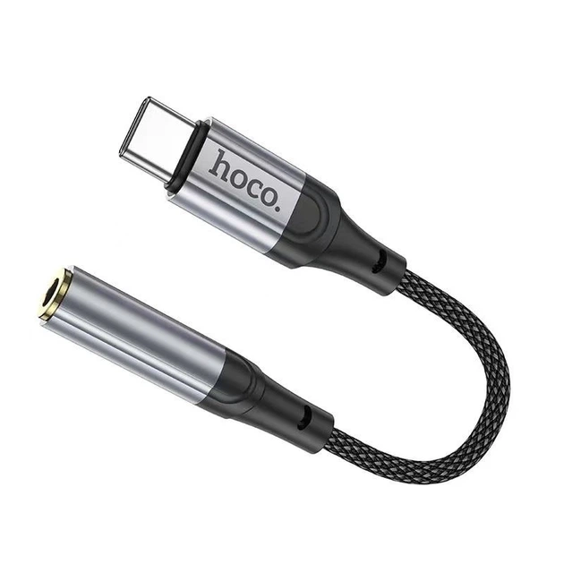 Аудiокабель HOCO LS36 Type-C to 3.5 female, nylon braid, 0.12m, Black - Фото 4 Аудiокабель HOCO LS36 Type-C to 3.5 female, nylon braid, 0.12m, Black - изображение 4