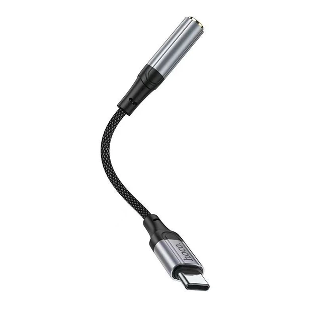Аудiокабель HOCO LS36 Type-C to 3.5 female, nylon braid, 0.12m, Black - Фото 5 Аудiокабель HOCO LS36 Type-C to 3.5 female, nylon braid, 0.12m, Black - изображение 5