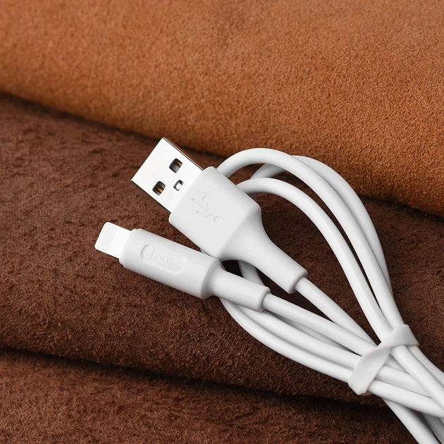 Кабель HOCO X25 USB to iP 2A, 1m, PVC, PVC connectors, White - изображение 4