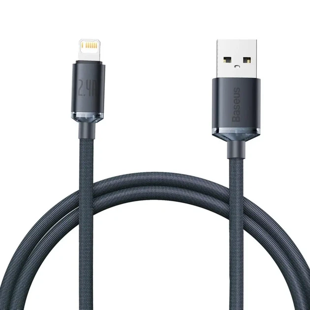Кабель Baseus Crystal Shine Series Fast Charging Data Cable USB to iP 2.4A 1.2m Black - Фото 4 Кабель Baseus Crystal Shine Series Fast Charging Data Cable USB to iP 2.4A 1.2m Black - изображение 4