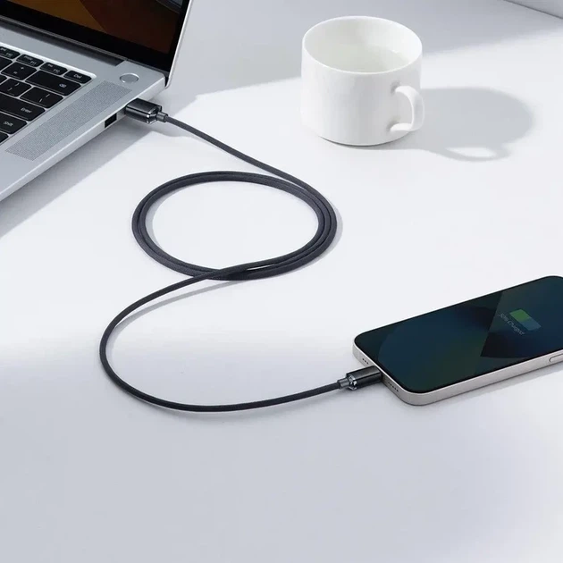 Кабель Baseus Crystal Shine Series Fast Charging Data Cable USB to iP 2.4A 1.2m Black - Фото 6 Кабель Baseus Crystal Shine Series Fast Charging Data Cable USB to iP 2.4A 1.2m Black - изображение 6