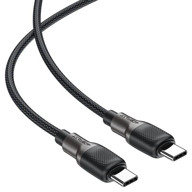 Кабель ACEFAST C10-03 Type-C to Type-C 3A, 60W, 1.2m, silicone, zinc connectors, Black - Фото 4 Кабель ACEFAST C10-03 Type-C to Type-C 3A, 60W, 1.2m, silicone, zinc connectors, Black - изображение 4