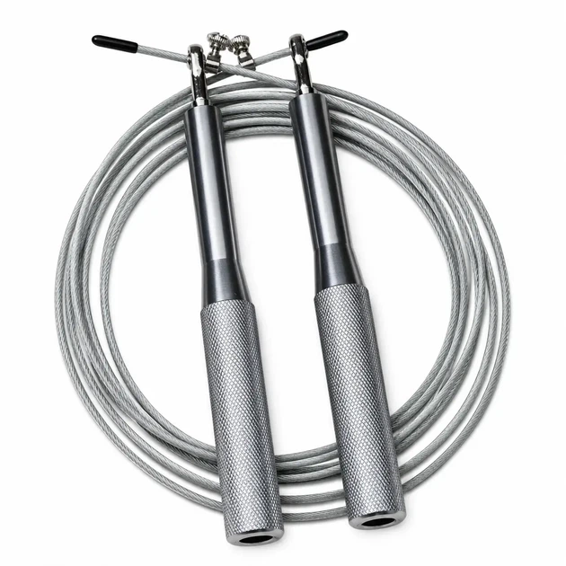 Скоростная скакалка MuvNext Jump Rope Silver Металлический трос Алюминиевые ручки - Фото 4 Скоростная скакалка MuvNext Jump Rope Silver Металлический трос Алюминиевые ручки - изображение 4