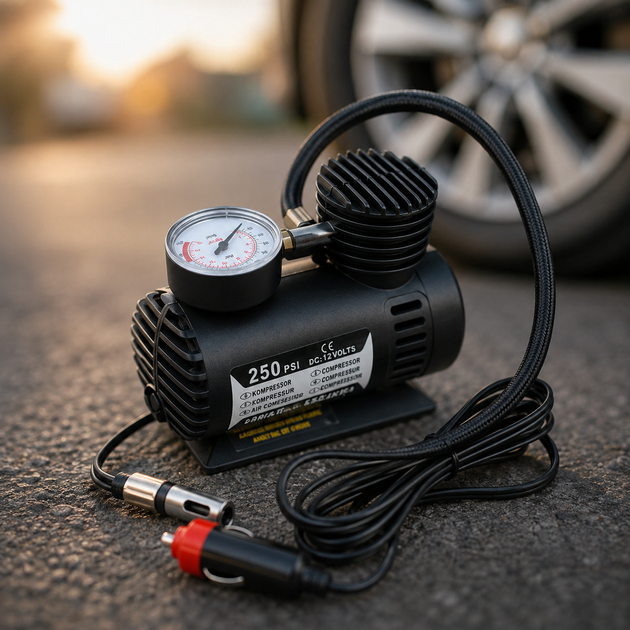 Автомобильный компрессор Air Pump Ji030 12V / Компрессор для шин / Насос электрический от прикуривателя - изображение 4