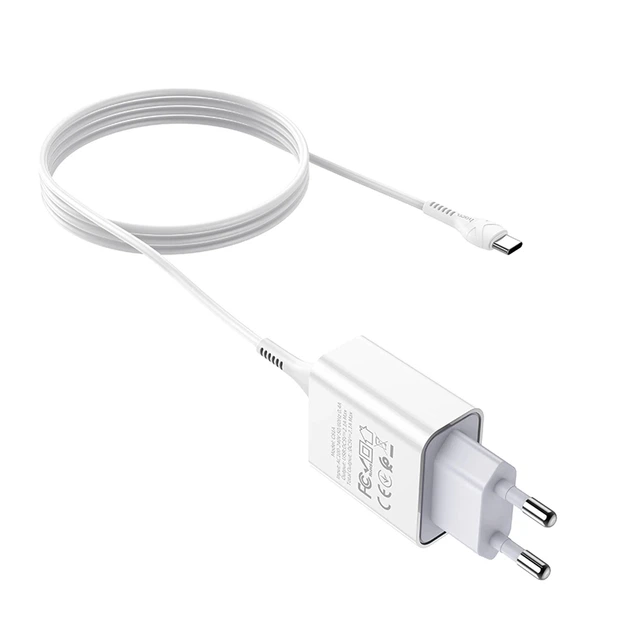 Мережевий зарядний пристрій з кабелем HOCO C81A Asombroso single port charger set(Type-C) White - Фото 6 Мережевий зарядний пристрій з кабелем HOCO C81A Asombroso single port charger set(Type-C) White - изображение 6
