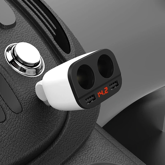 Автомобільний зарядний пристрій HOCO Z28 Power ocean cigarette lighter in-car charger with digital display White - Фото 6 Автомобільний зарядний пристрій HOCO Z28 Power ocean cigarette lighter in-car charger with digital display White - изображение 6