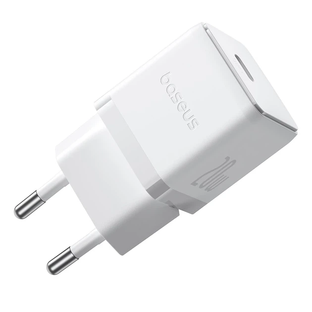 Мережевий зарядний пристрій з кабелем Baseus Palm Fast Charger 1C 20W EU Moon White (with Baseus Cable USB-C to USB-C 1m Moon White) - изображение 6