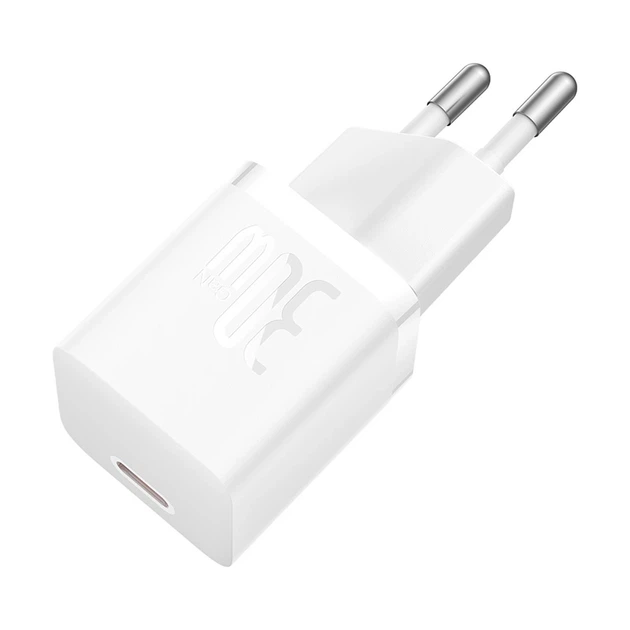 Мережевий зарядний пристрій з кабелем Baseus GaN5 Fast Charger(mini) 1C 30W EU Moon White(With: Fast Charging Data Cable Type-C) - Фото 6 Мережевий зарядний пристрій з кабелем Baseus GaN5 Fast Charger(mini) 1C 30W EU Moon White(With: Fast Charging Data Cable Type-C) - изображение 6