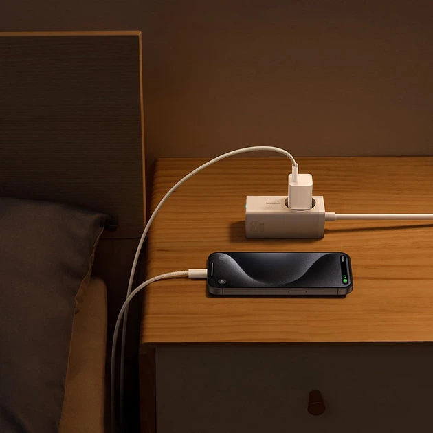 Мережевий зарядний пристрій з кабелем Baseus GaN5 Fast Charger(mini) 1C 30W EU Moon White(With: Fast Charging Data Cable Type-C) - Фото 12 Мережевий зарядний пристрій з кабелем Baseus GaN5 Fast Charger(mini) 1C 30W EU Moon White(With: Fast Charging Data Cable Type-C) - изображение 12