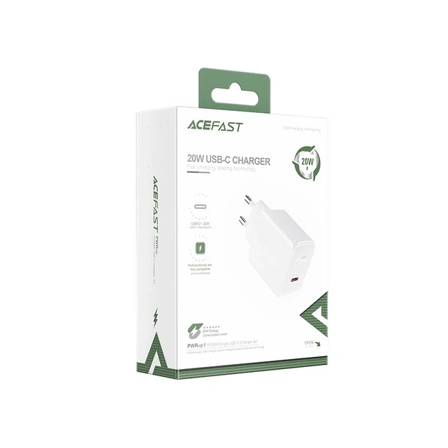 Мережевий зарядний пристрій ACEFAST A1 PD20W single USB-C charger White - Фото 2 Мережевий зарядний пристрій ACEFAST A1 PD20W single USB-C charger White - изображение 2