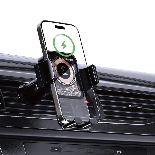 Автотримач Dudao F19 з бездротовою зарядкою 15W чорний (6977196680986) - зображення 3