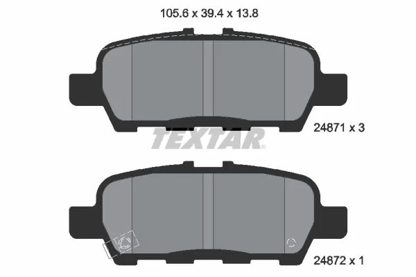 Комплект гальмівних колодок TEXTAR 2487101 Nissan Pathfinder, Teana, Murano, Juke; Infiniti QX; Suzuki Grand Vitara 5580077K00000, 5580077K01000, 5580077K05 - изображение 2