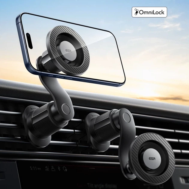 Автодержатель ESR Omnilock Magnetic вентиляционная решётка чёрный with MagSafe (4894240262764) - изображение 4